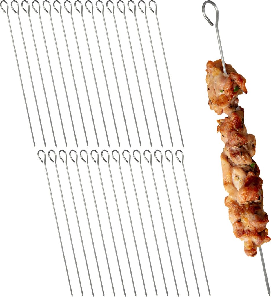 relaxdays Schaschlikspieße aus Edelstahl 30er Set Produktbild 
