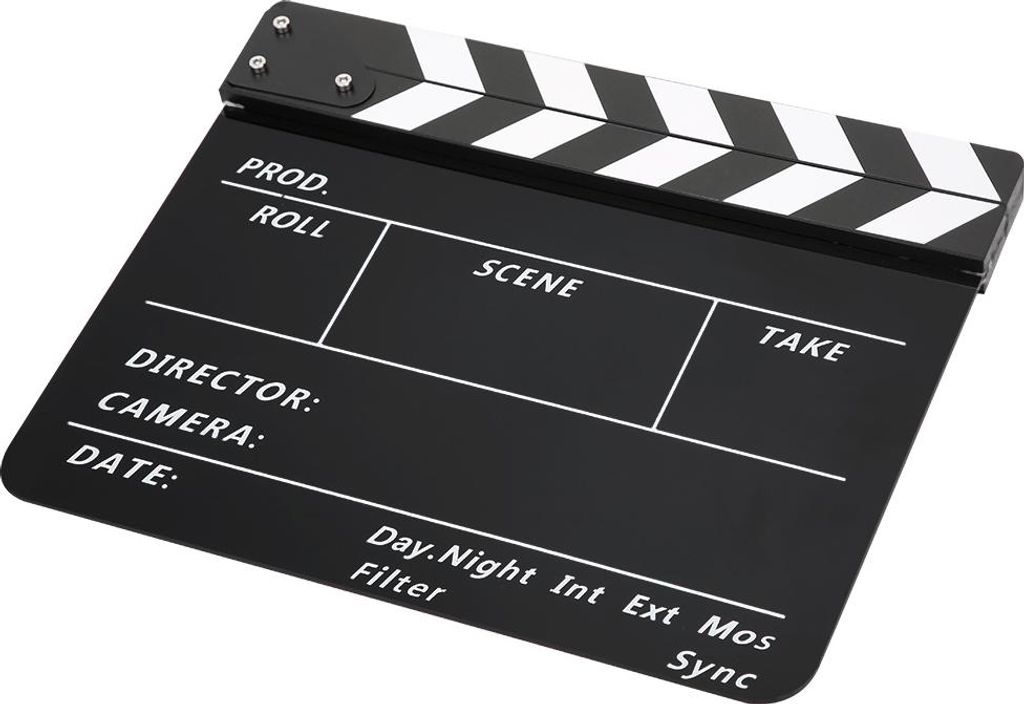 Acryl 30x25cm Clapperboard Regisseur Film Clappers Film und Fernsehfotografie Propwhite Striped Blackboard (PAV1YBE)