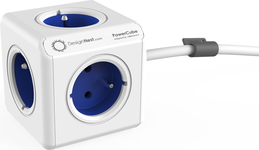 Allocacoc PowerCube Extended mit 1,5m Kabel, Typ F Schuko - blau