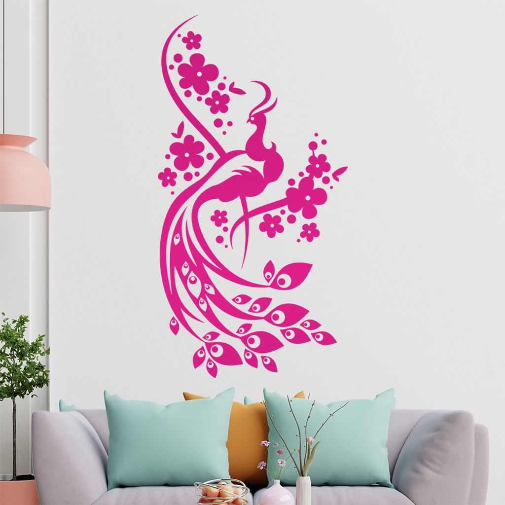 Vogel Ranke Blüte Wandtattoo in 6 Größen - Wandaufkleber Wall Sticker - Dekoration, Küche, Wohnzimmer, Schlafzimmer, Badezimmer