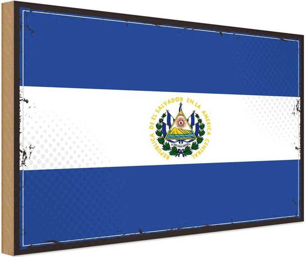 vianmo Holzschild 20x30 cm El Salvadors Salvador Flagge Fahne Wappen