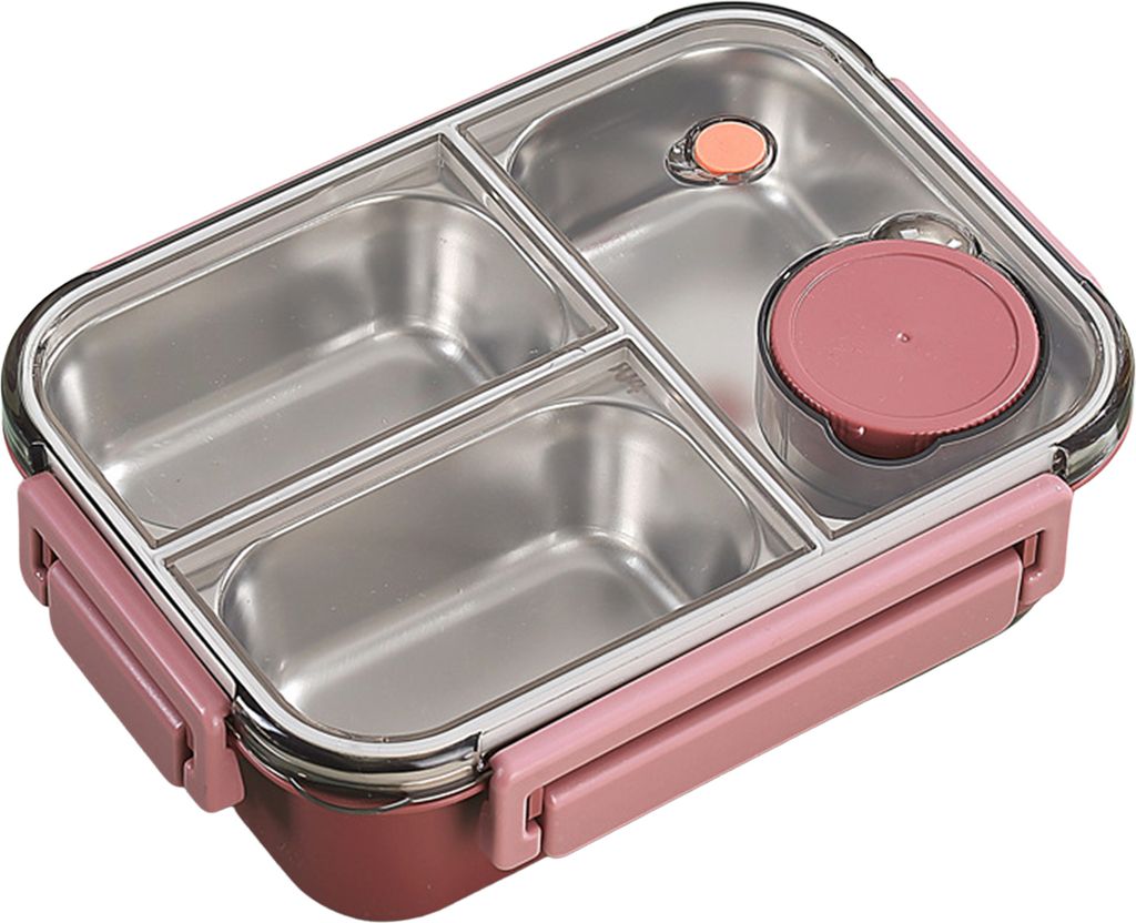 850 ml Lunchbox, Edelstahl-Bento-Box für Erwachsene, auslaufsicher, stapelbarer Lunchbehälter mit unterteilten Fächern, leicht zu tragender Beh...