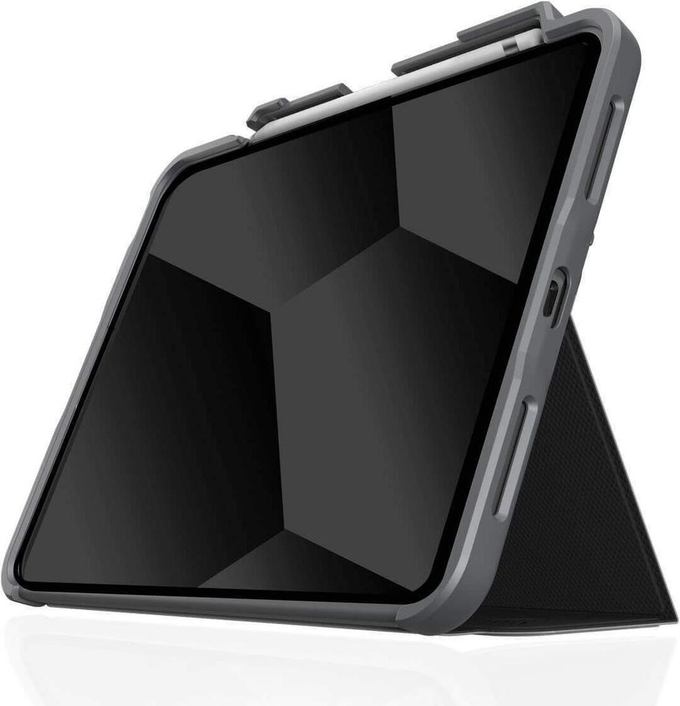 STM Dux Plus - Panzertasche iPad 11" (2025) / 10.9" (2022) MIL-STD-810G mit Apple Pencil Halterung (Schwarz) EDU/COM Version