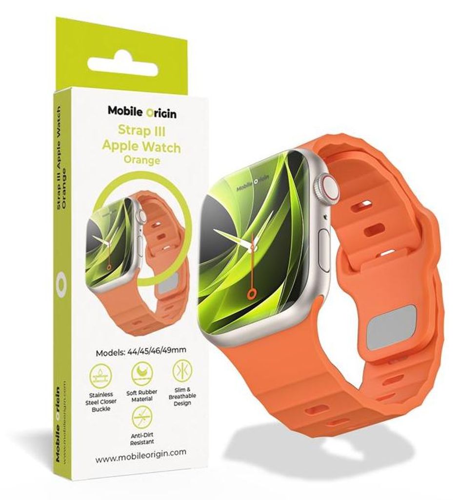 Mobile Origin AWMS-03-ORG, Gurt, Smartwatch, Orange, Apple, Apple Watch Ultra 1/2/3 - 49 mm Apple Watch 10 - 46 mm Apple Watch 9/8/7 - 45 mm Apple ...