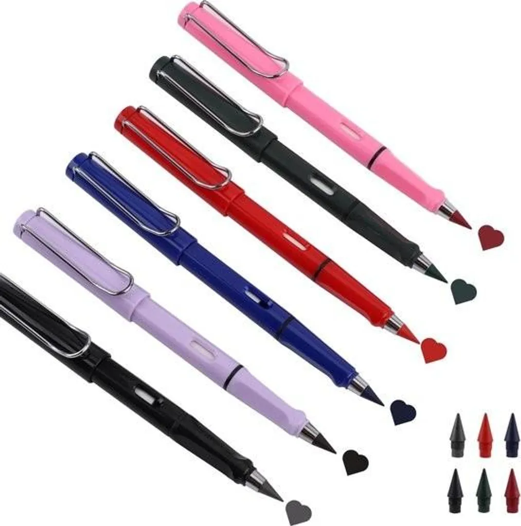 Crayon Éternel sans fin portable pour école et bureau avec 6 mines