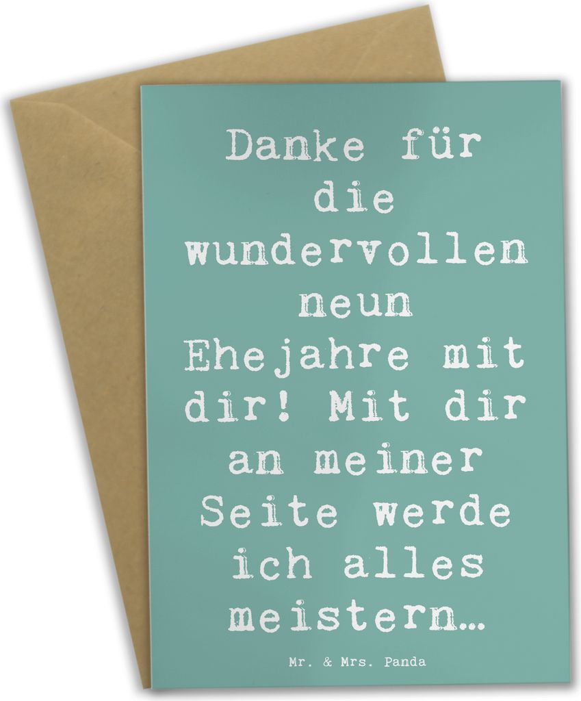 Mr. & Mrs. Panda Grußkarte Spruch 9. Hochzeitstag Keramikhochzeit - Meeresbrise - Geschenk, Heiraten, Stabilität, Ehejubiläum, osterkarten, Gesc...