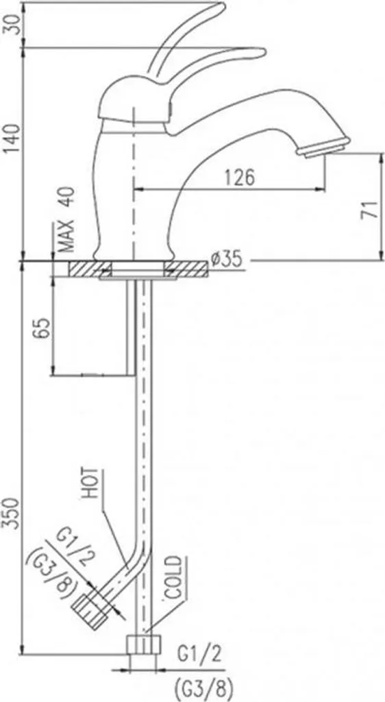 Slezák-RAV Miscelatore per lavabo Slezák RAV Labe L026 Colore: cromo, Dimensione: 1/2'' - 5