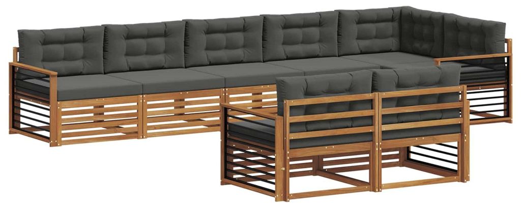vidaXL Outdoor-Sofagarnitur mit Kissen 8 pcs Natur und Anthrazit