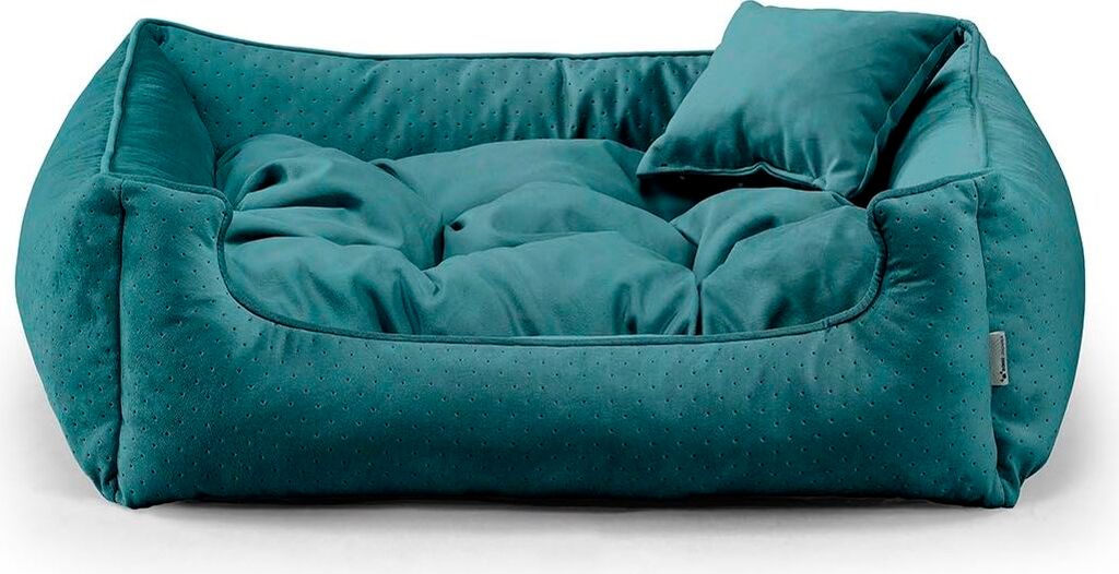 Hundebett BASEL – Bequeme Hundeliege aus langlebigem Stoff, gemütliches Hundekissen XS–3XL (2XL-110x90, Smaragd)