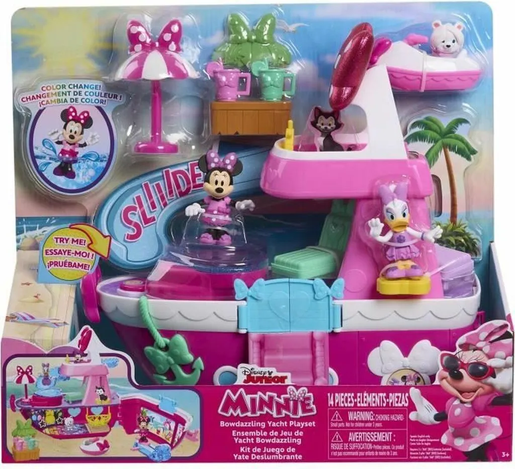 Yacht de Minnie Disney : Bateau de Plaisance Rose pour Enfant avec Figurine