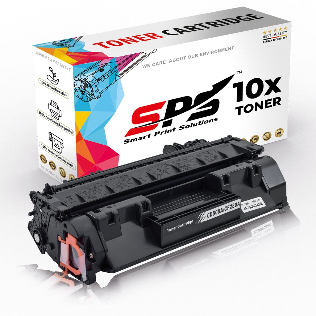 10x Toner 80A CF280A Schwarz Kompatibel für HP Laserjet Pro 400 M401N Drucker