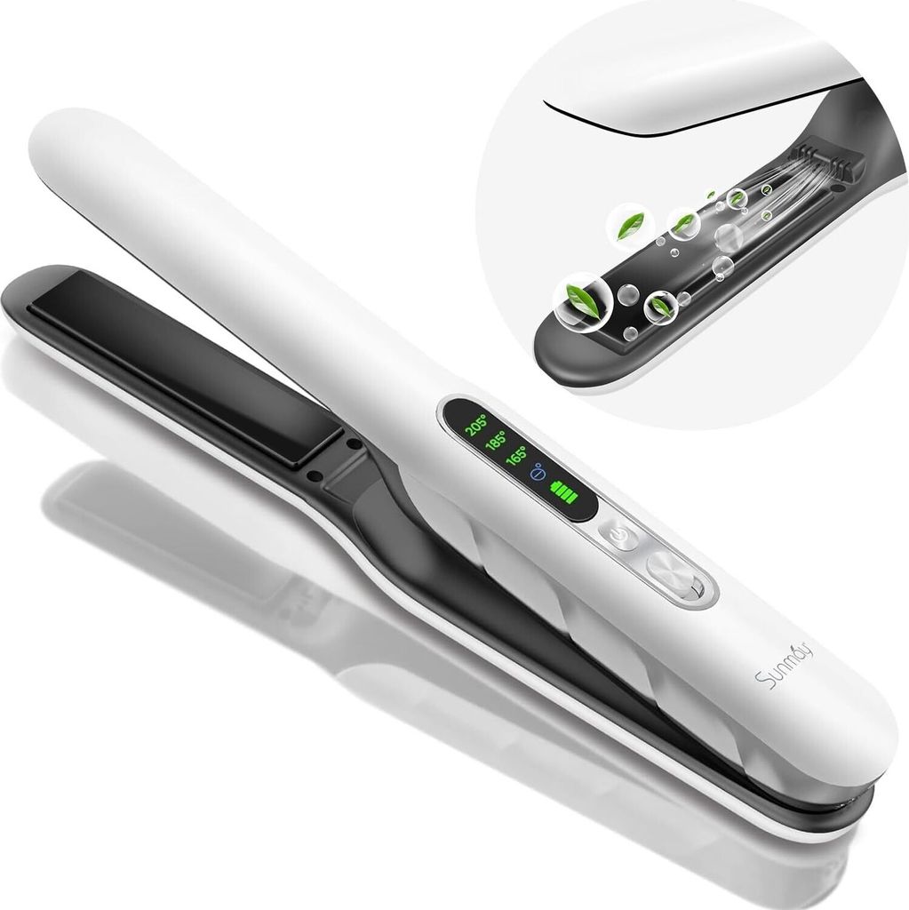 SUNMAY Voga Plus Glätteisen Kabellos mit Negativen Ionen, Titan Haarglätter und Lockenstab 2 in 1, Tragbares Reiseglätteisen mit 5000mAh Akku, D...