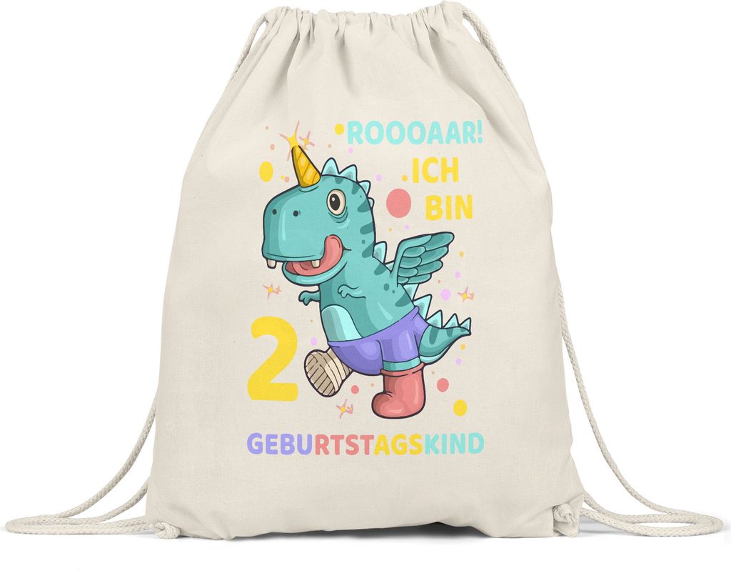 Roooaarr Ich Bin 2 Turnbeutel Gymsack Dinosaurier Dino T-Rex Geburtstag Kindergeburtstag