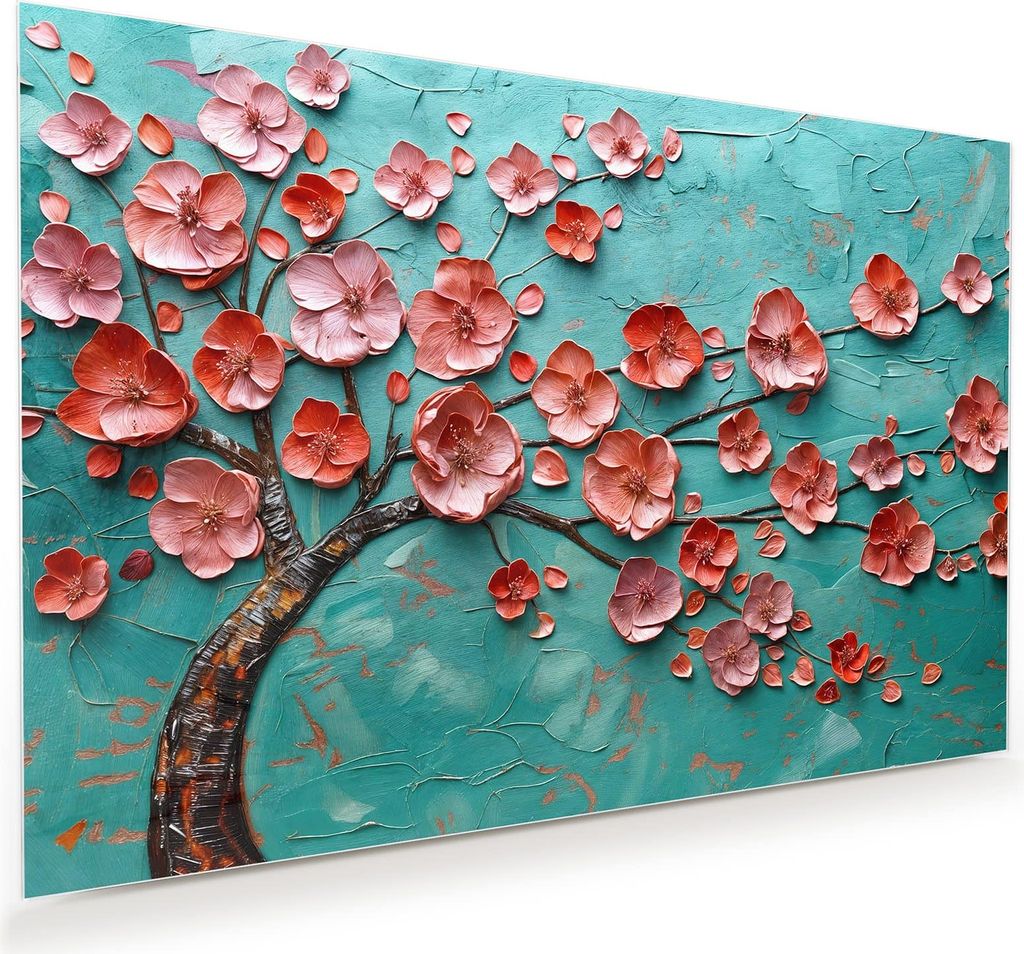 Glasbild 45x30cm in XXL für Wohnzimmer, Schlafzimmer Motiv Blütenbaum Kunst