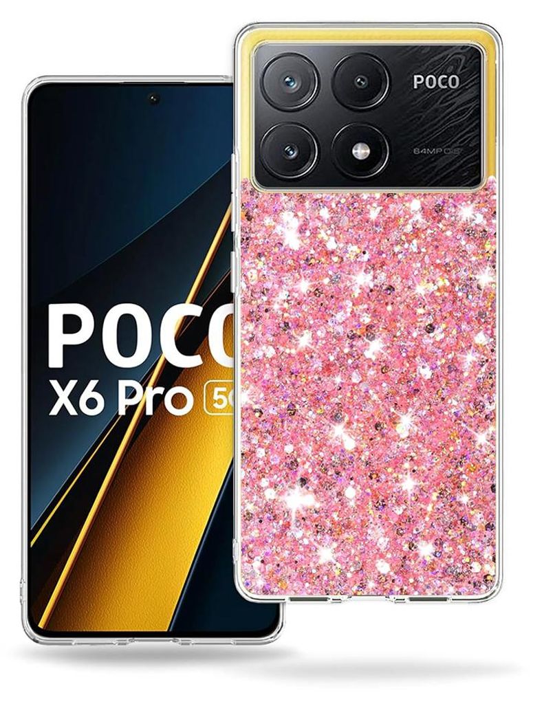 Techsuit Sparkly Glitter Back Cover Hülle für Xiaomi Poco X6 Pro - Rosa