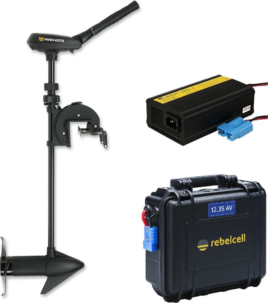 MINN KOTA TRAXXIS 45 Elektro-Außenborder mit Akku und Ladegerät : mit Akku 35AH & 10A Ladegerät