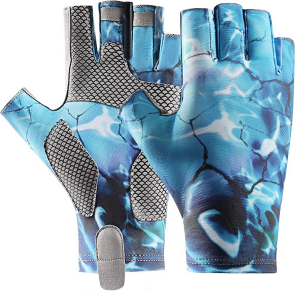 1 Paar Sonnenhandschuhe UPF 50+ Angelhandschuhe, fingerlos, UV-Schutz, atmungsaktiv, schweißfeste Angelhandschuhe für Männer/Frauen zum Kajakfah...