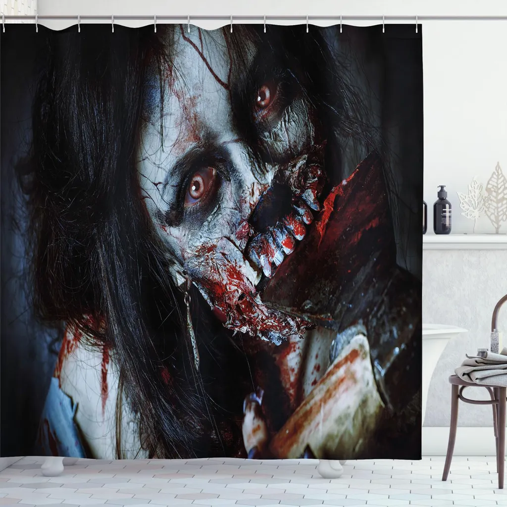 Tenda Doccia Antimuffa Zombie ABAKUHAUS 175x200 - Tessuto Lavabile