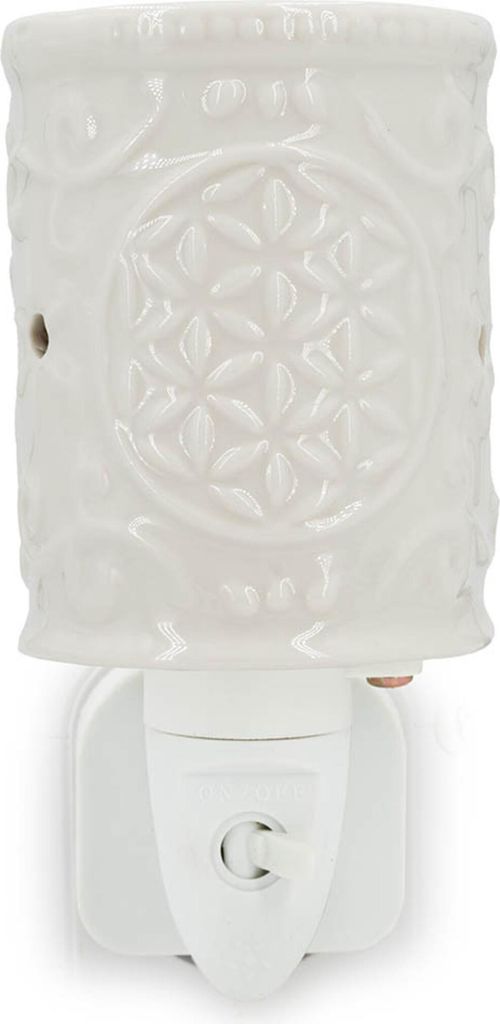 Elektrische Duftlampe Blume des Lebens, Nachtlicht, HxBxT:19x15x9cm, Keramik, flammenlos, weiß