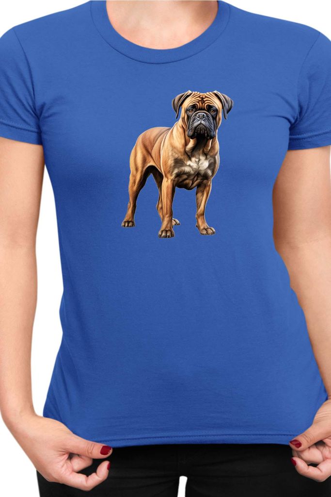 Damen T-Shirt Dogs Breeds Bullmastiff Dog Breed 005, Lady 2XL / Blau