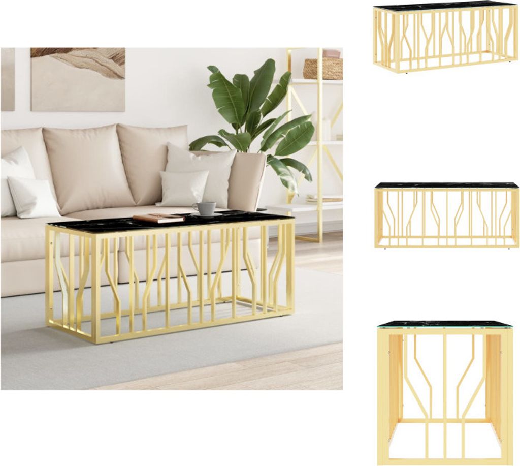 vidaXL Couchtisch Golden 110x45x45 cm Edelstahl und Glas - Couchtische