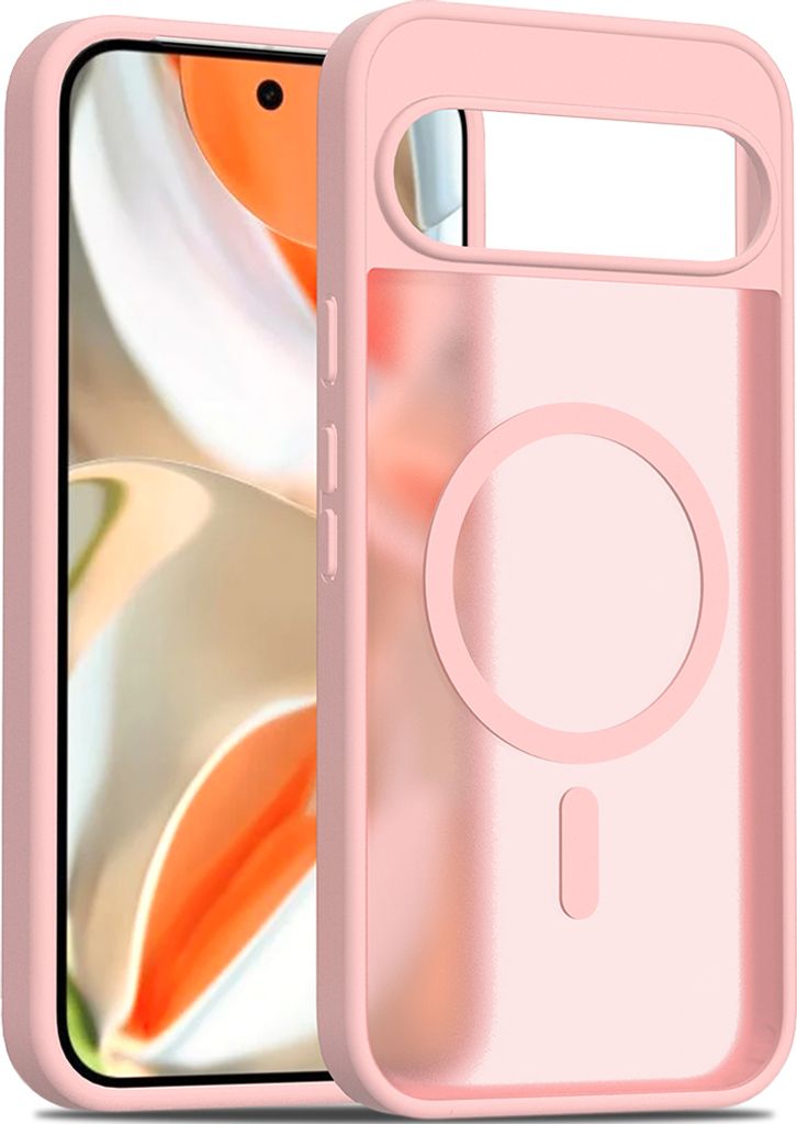Magnetisch Hülle für Google Pixel 9 Pro XL, Kompatibel mit MagSafe, Transluzente Matt Rückseite Stoßfeste Handyhülle Pink