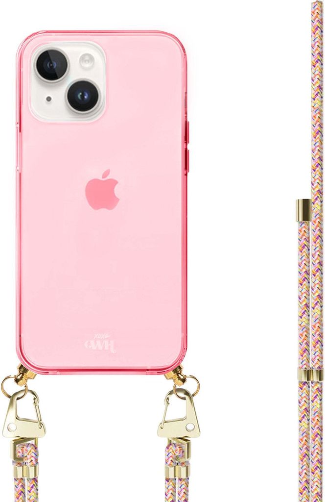 Rainbow Vibes Cord Hülle Pink - Kompatibel mit iPhone 13