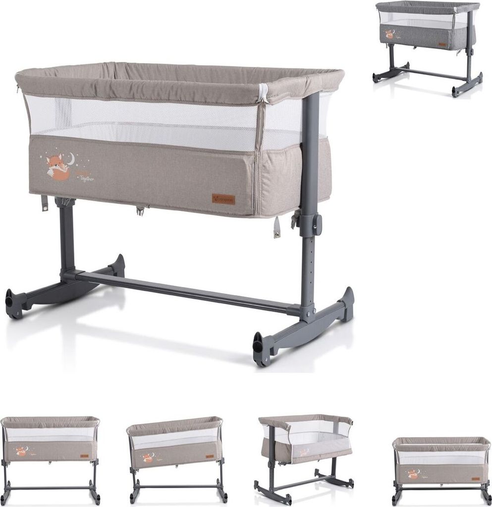 Cangaroo Beistellbett Always Together Schaukel, Matratze, verstellbar, rutschfest beige
