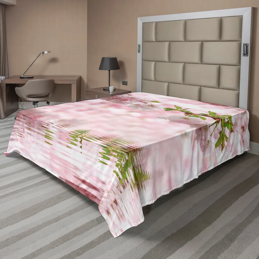 Drap de lit doux et confortable en tissu soyeux fleurs roses 260x228cm