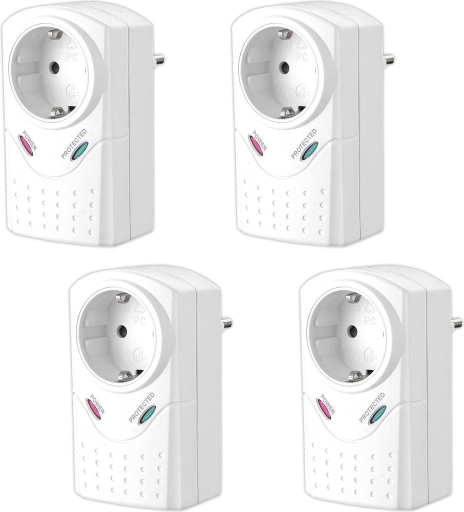4x Steckdosenadapter Überspannungsschutz Max. 3380 Watt Produktbild 