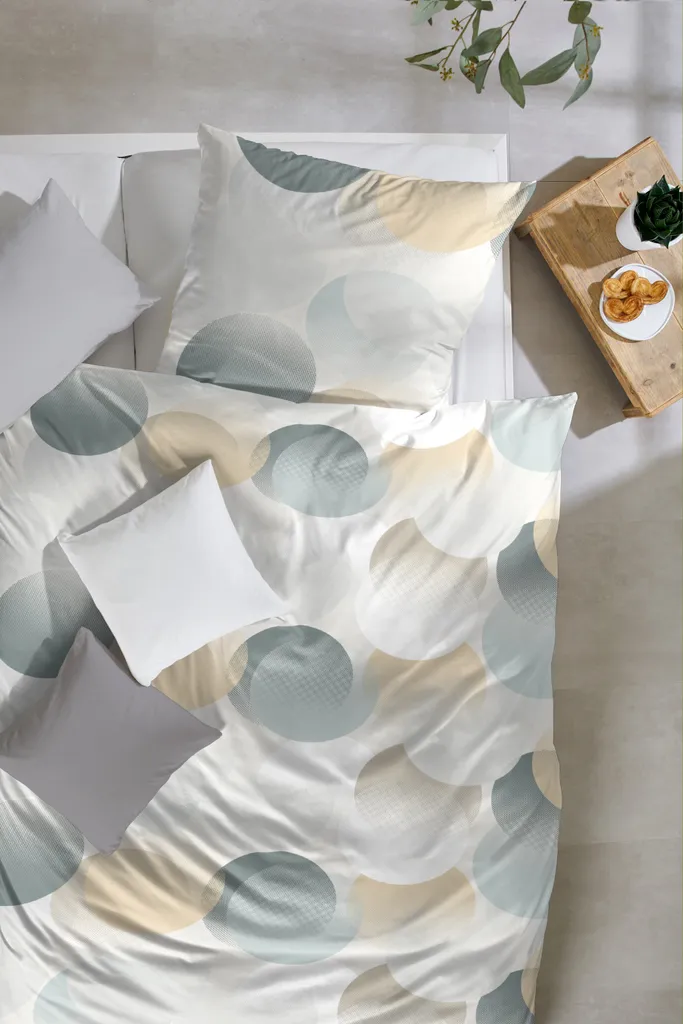 Housse de Couette Percale 135x200 cm Primera Design Géométrique Olive - 2