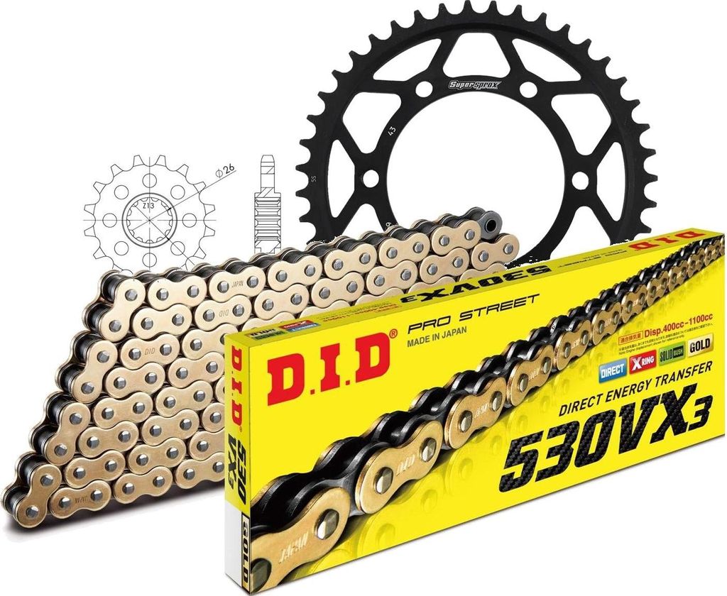 DID Kit Stahl MUZ 1000 S 01-08 17-43-108 DID530VX3(G&B) Endlos