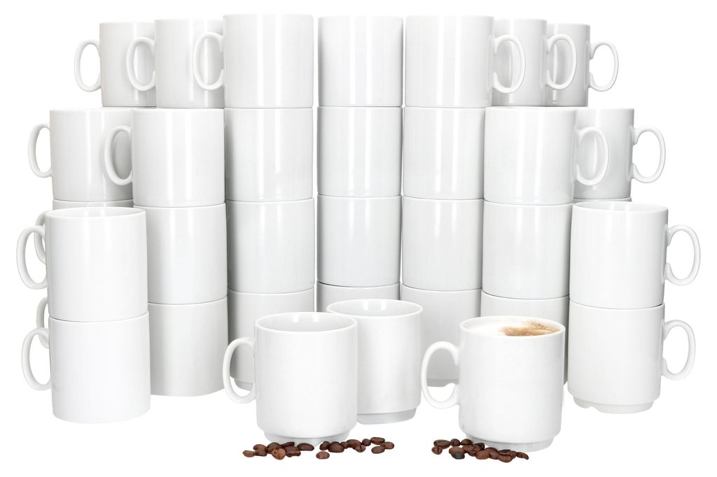 48er Set Event Kaffeebecher 250ml weiß Porzellan-Tassen Produktbild 