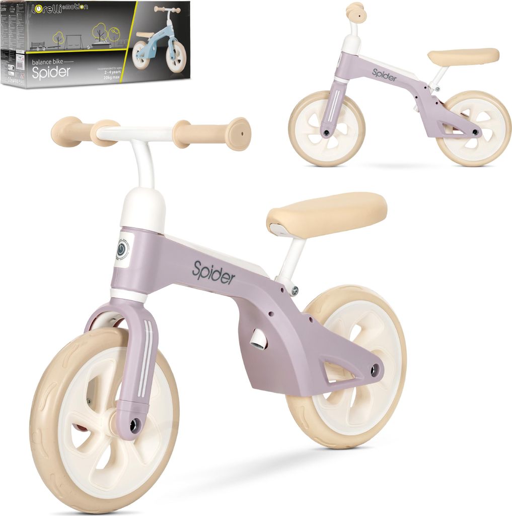 Lorelli SPIDER Laufrad 10 Zoll bis 20 kg – verstellbarer Sattel 29–34 cm, Lenker 51–52,5 cm, Lenkeinschlag-Begrenzer, 2–4 Jahre