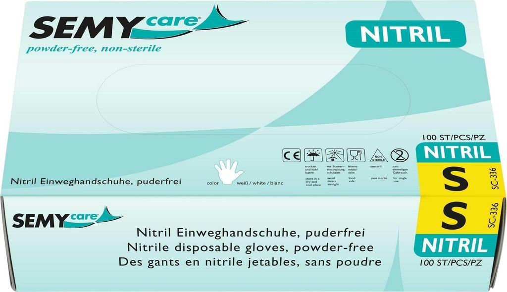 SemyCare Nitril-Einweghandschuhe - weiß - 1000 Einmalhandschuhe - Gr. XL