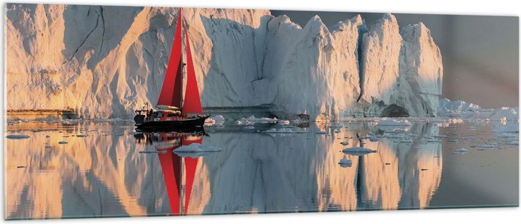 Bilder auf glas - Einteilig - Gletscher Ozean Grönland - 140x50cm - Glasbilder - Wandbilder - Bilder - zum Aufhängen bereit - Wanddekoration aus ...