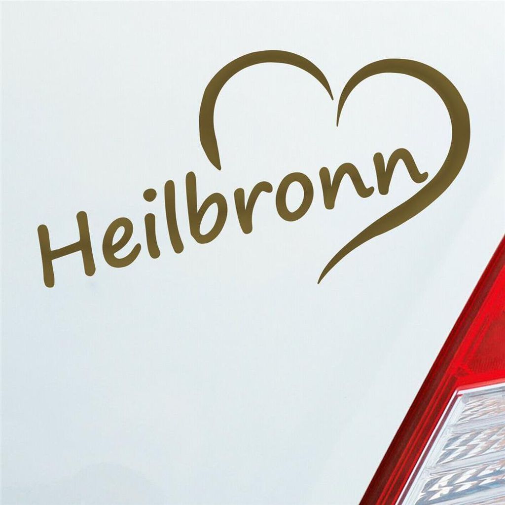 Auto Aufkleber Heilbronn Herz Stadt City Liebe Love Heart 15x8 cm Gold Sticker Heckscheibenaufkleber