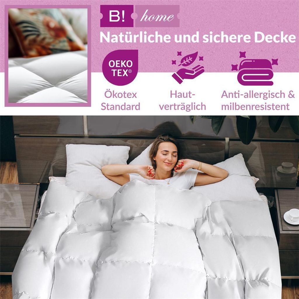 Bettdecke B!HOME mit 100% Daunen : 100 x 135 cm : Sommer Produktbild 6