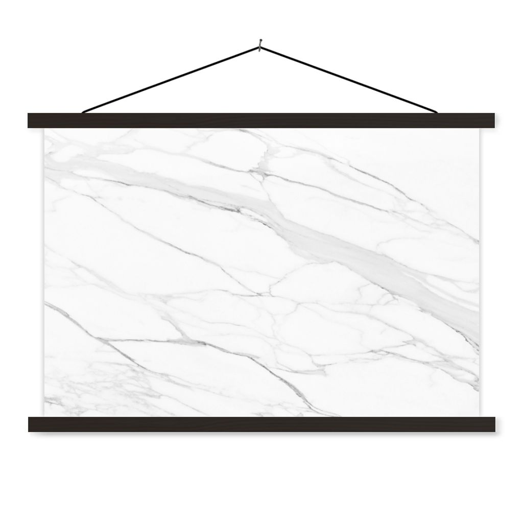 MuchoWow Textilposter Marmor - Weiß - Linie - Muster - Luxus - Marmoroptik 120x80 cm mit schwarzem Rahmen - Wanddeko