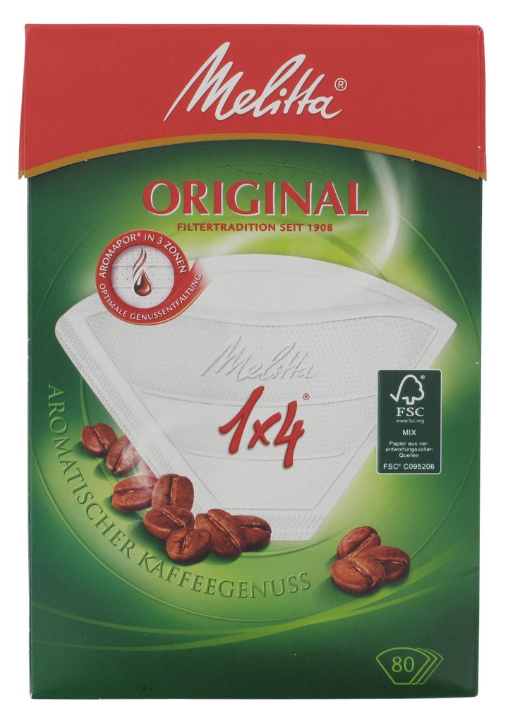 Melitta Filtertüten Original weiß 1x4, 80 Stück Produktbild 