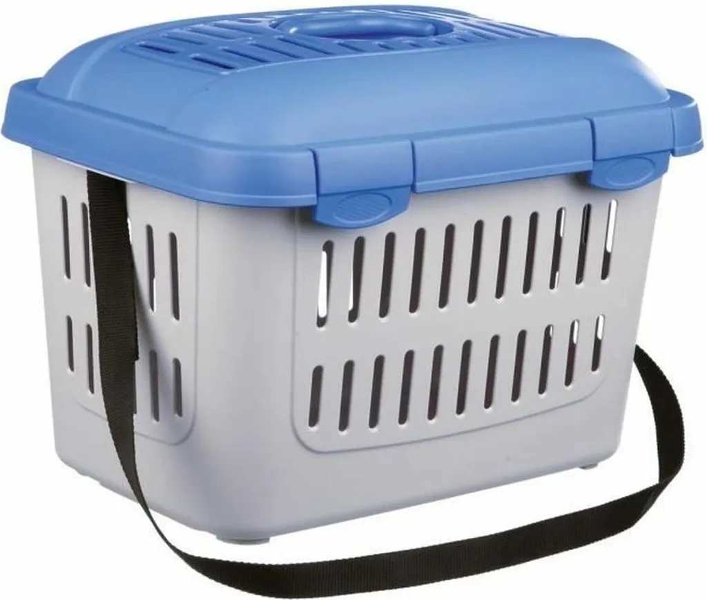 Cage de transport Trixie Midi-Capri bleu en plastique pour petit animal