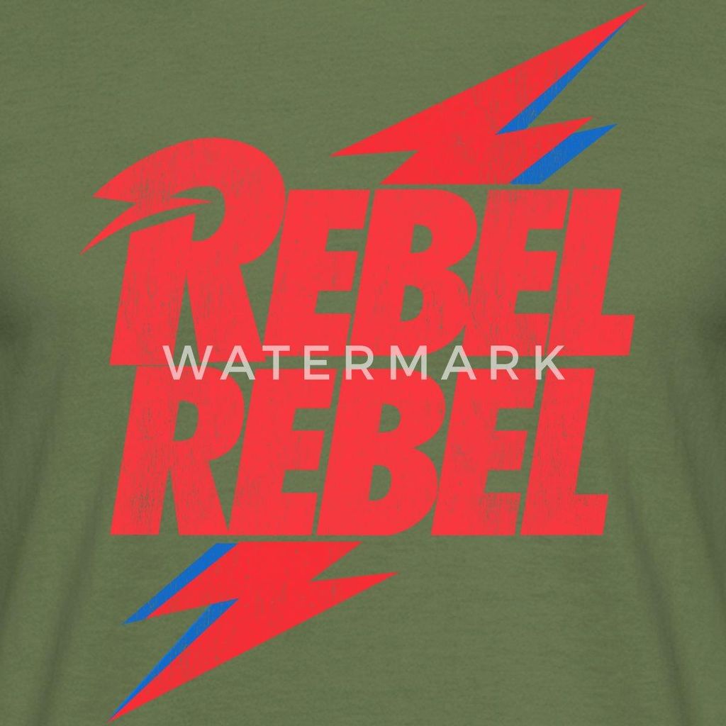 Spreadshirt David Bowie Rebel Rebel Mit Blitz Männer T-Shirt, M, Militärgrün
