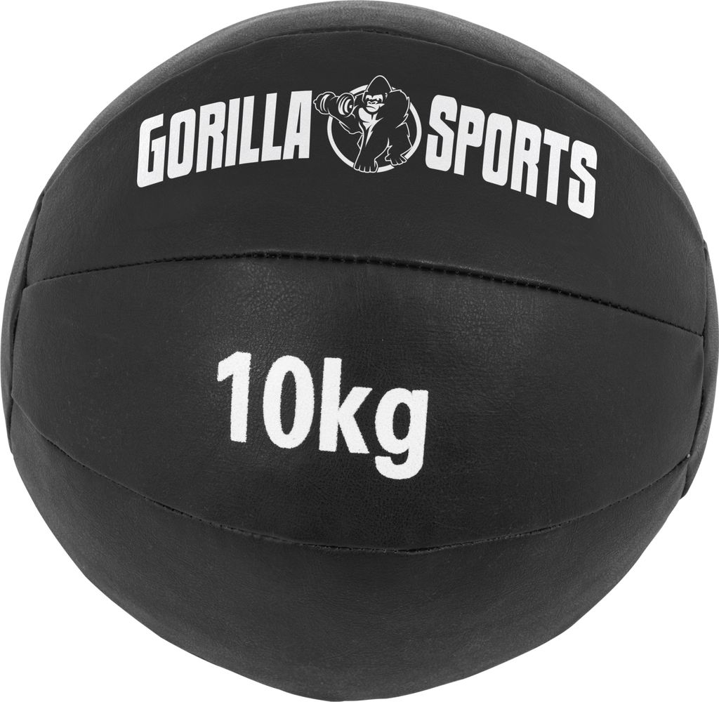 GORILLA SPORTS® Medizinball 10kg Gewichte, 29cm, aus Leder, Produktbild 