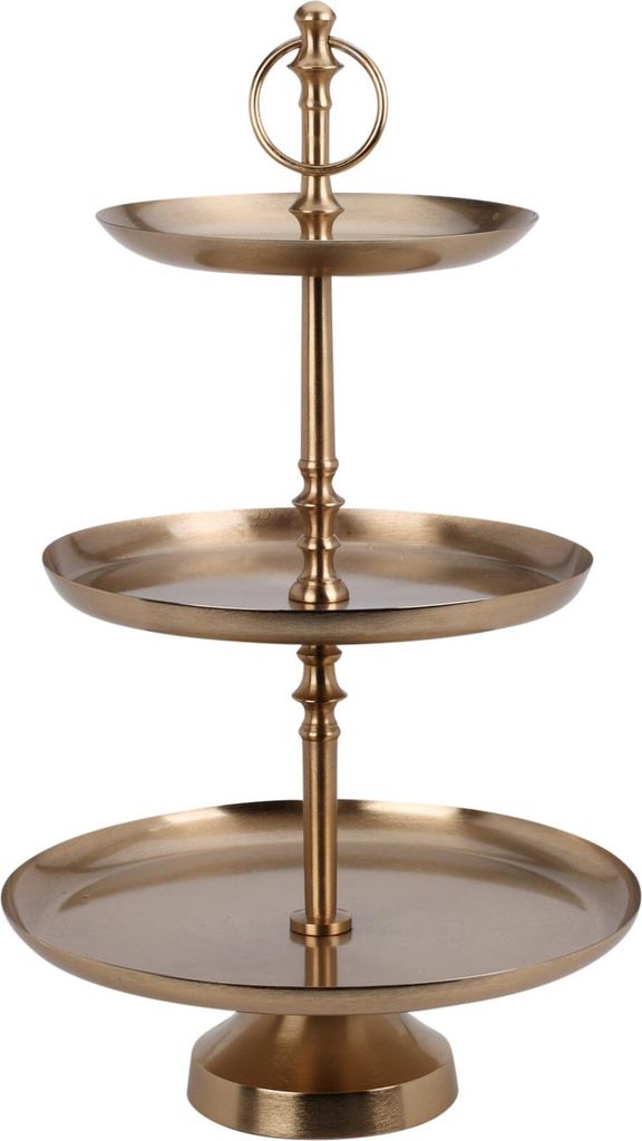 Home & Styling Etagere 3-lagig - gold - Edelstahl - H50 cm Produktbild 
