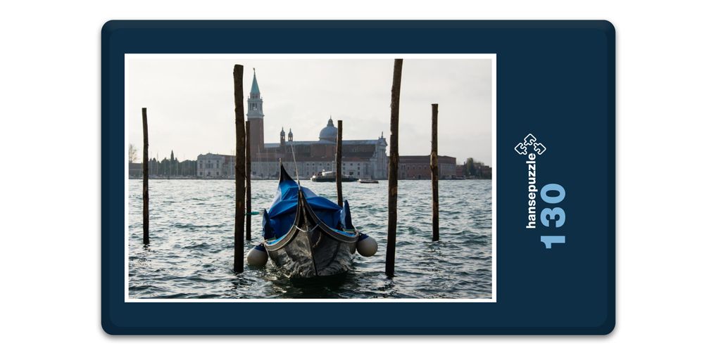 hansepuzzle 17942 - Gondel vor Venedig Puzzle, 130 Teile, Orte, 28,7 x 20,0cm mit hochwertiger Aufbewahrung, Kartonbox & Beutel