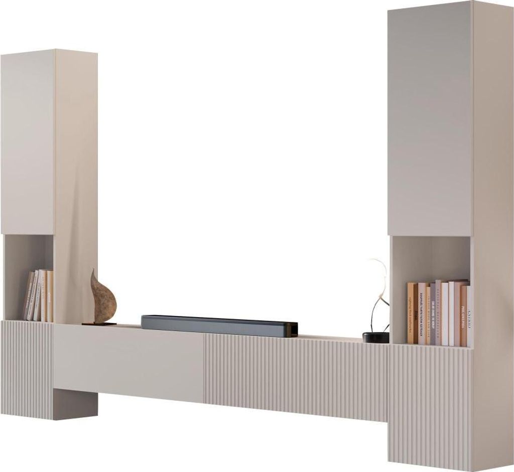 MIRJAN24 Wohnwand Capital III, Große Anbauwand, Wohnzimmer-Set (Farbe: Cashmere)