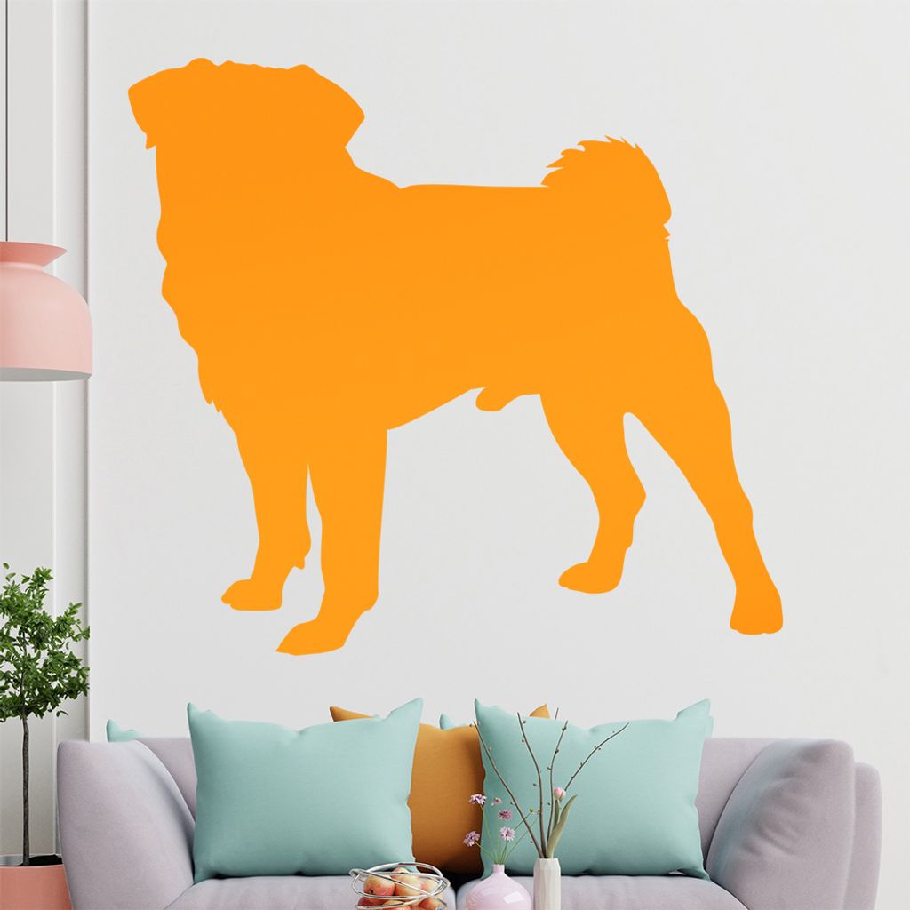 KIWISTAR Mops Silhouette Wandtattoo in 6 Größen - Wandaufkleber Wall Sticker - Dekoration, Küche, Wohnzimmer, Schlafzimmer, Badezimmer