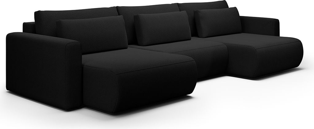 U-Sofa 4-sitzig umbaubar Truhe Evy Schwarz