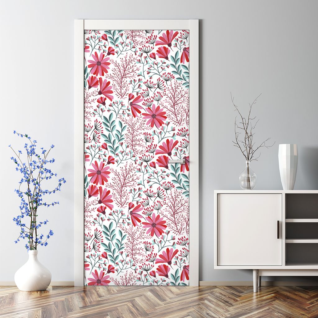 Dekorative Türaufkleber selbstklebend Klebefolie Türtapete Türfolie Böhmische Blumen 85 x 200 cm