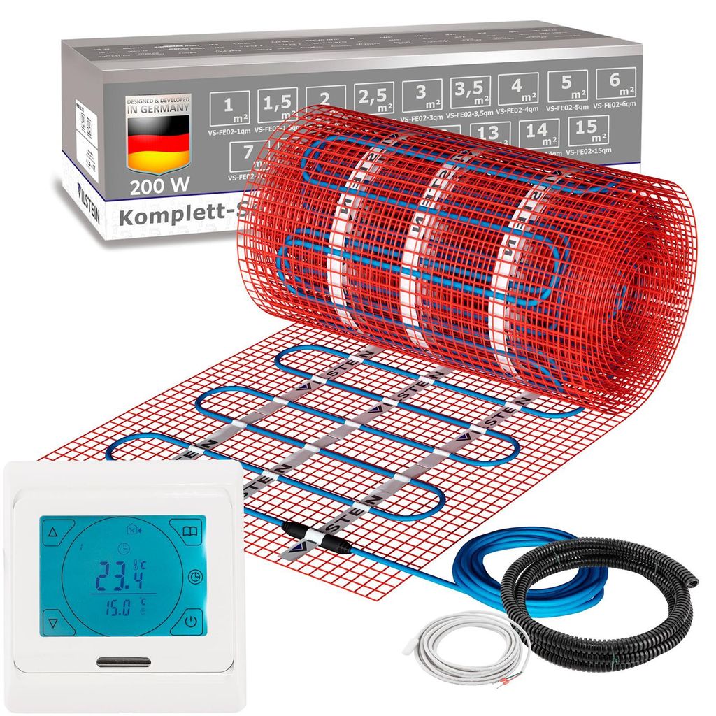 VILSTEIN Elektrische Fußbodenheizung 200W - Komplett-Set - Produktbild 